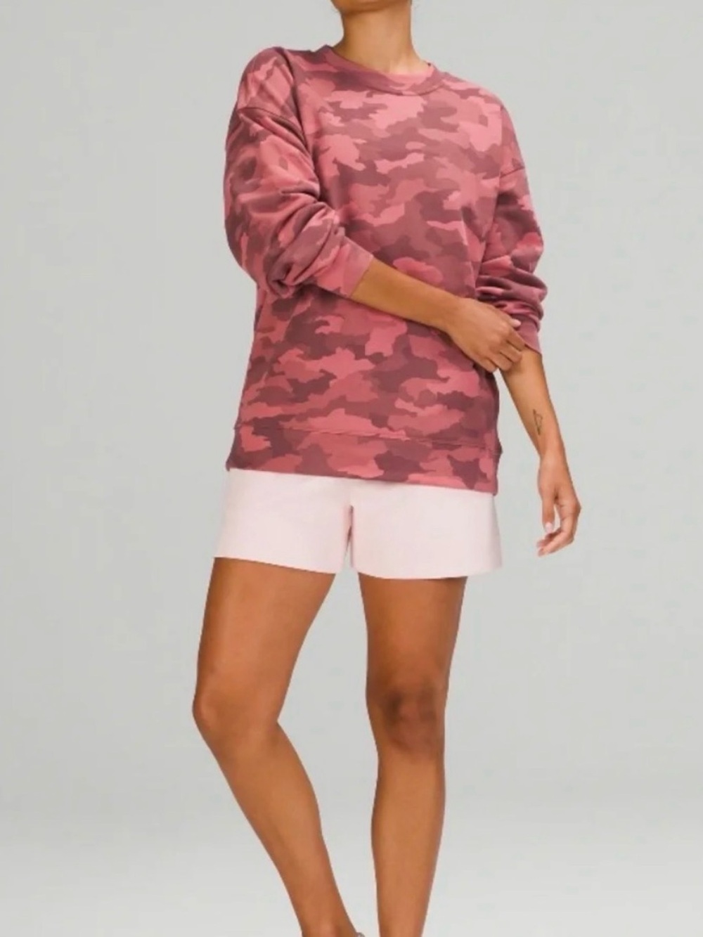Lululemon Perfectly Oversized Crew Sweatshirt Brier Rose Camo Sz 16 XL
